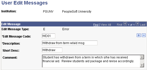 User Edit Messages page User Edit Messages page