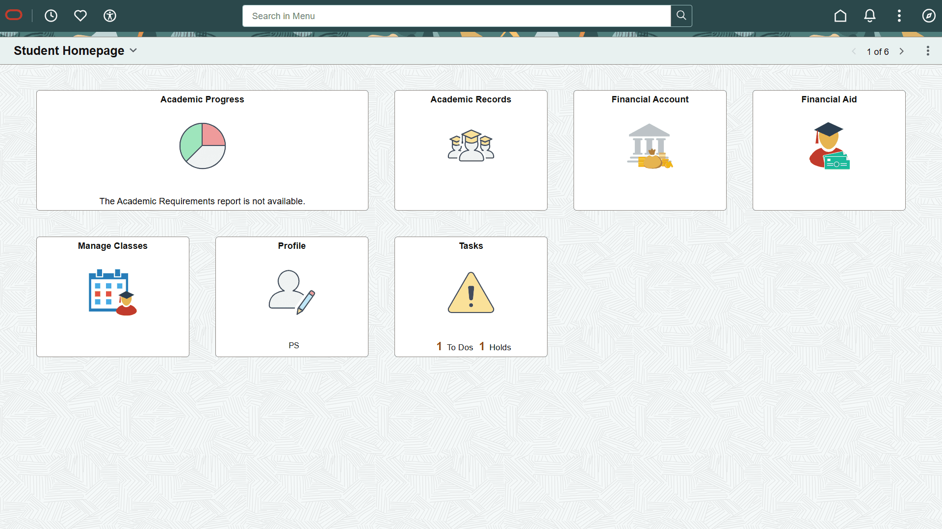 PeopleSoft Fluid User Interface home page