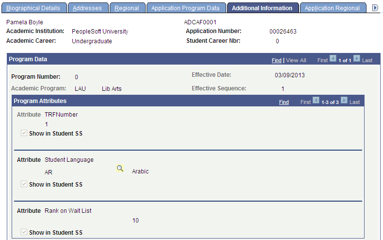 Additional Information page (1 of 2)