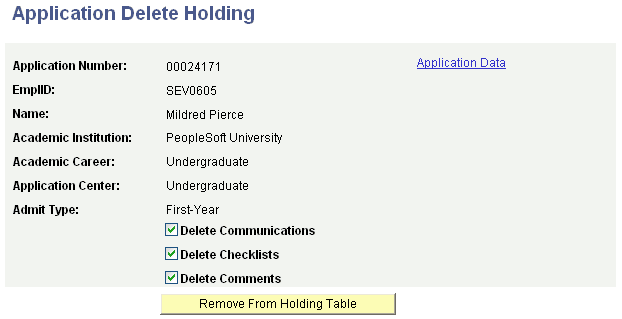 Application Delete Holding page Application Delete Holding page