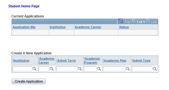 Application Home page Application Home page
