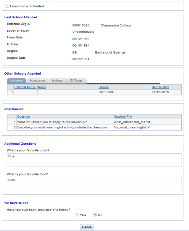 Application View page (3 of 3) Application View page (3 of 3)