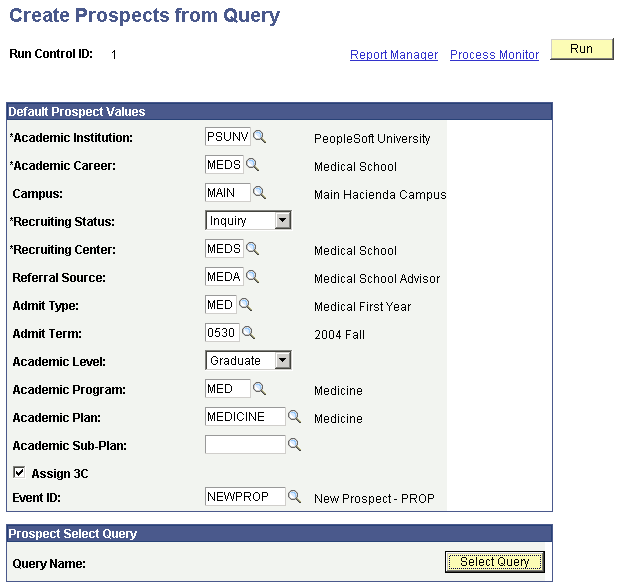 Create Prospects from Query page Create Prospects from Query page
