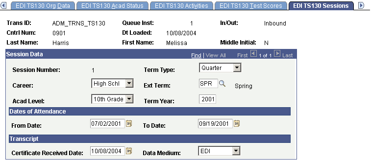 EDI (electronic data interchange) TS130 (Transaction Set 130) Sessions page EDI (electronic data interchange) TS130 (Transaction Set 130) Sessions page