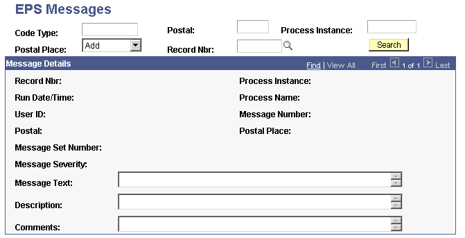EPS Messages page EPS Messages page