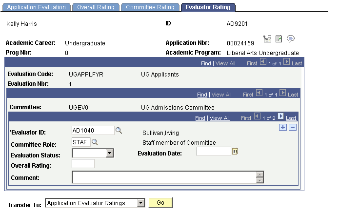Evaluator Rating page Evaluator Rating page