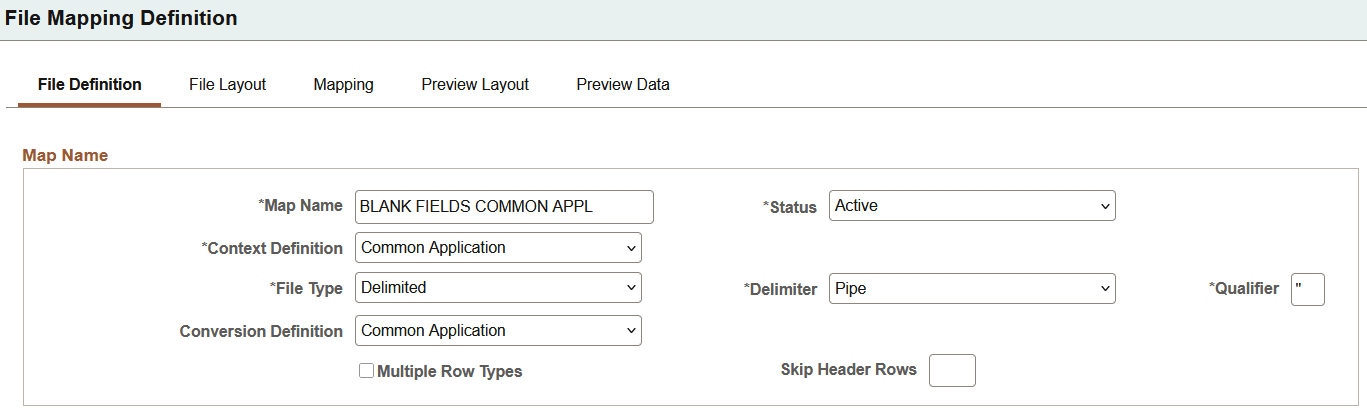 Example of a file definition Example of a file definition