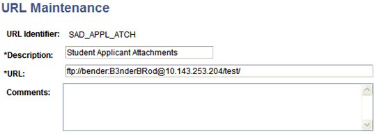 Example of a URL Maintenance page Example of a URL Maintenance page