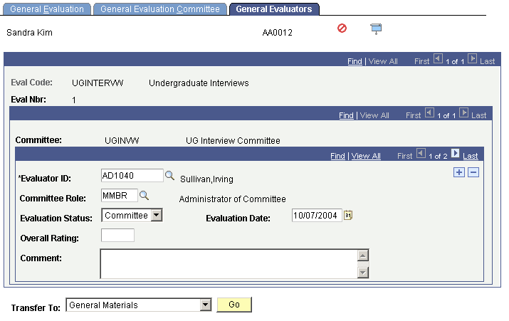 General Evaluators page General Evaluators page