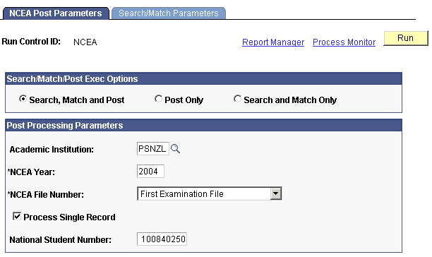 NCEA (National Certificate of Educational Achievement) Post Parameters page NCEA (National Certificate of Educational Achievement) Post Parameters page