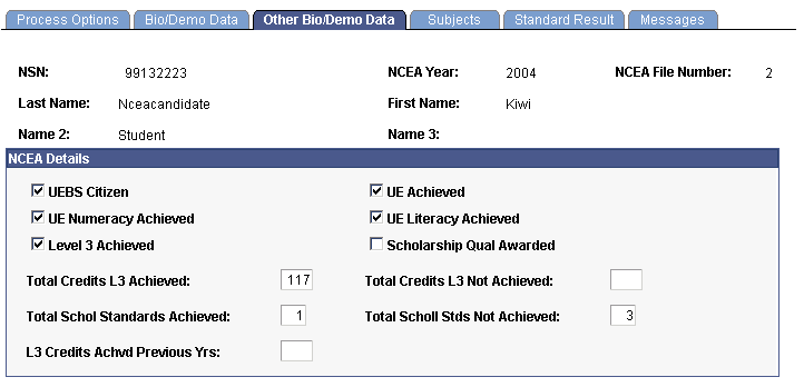 Other Bio/Demo (biographical/demographic) Data page Other Bio/Demo (biographical/demographic) Data page