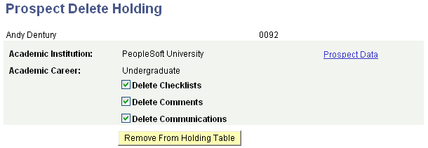 Prospect Delete Holding page Prospect Delete Holding page