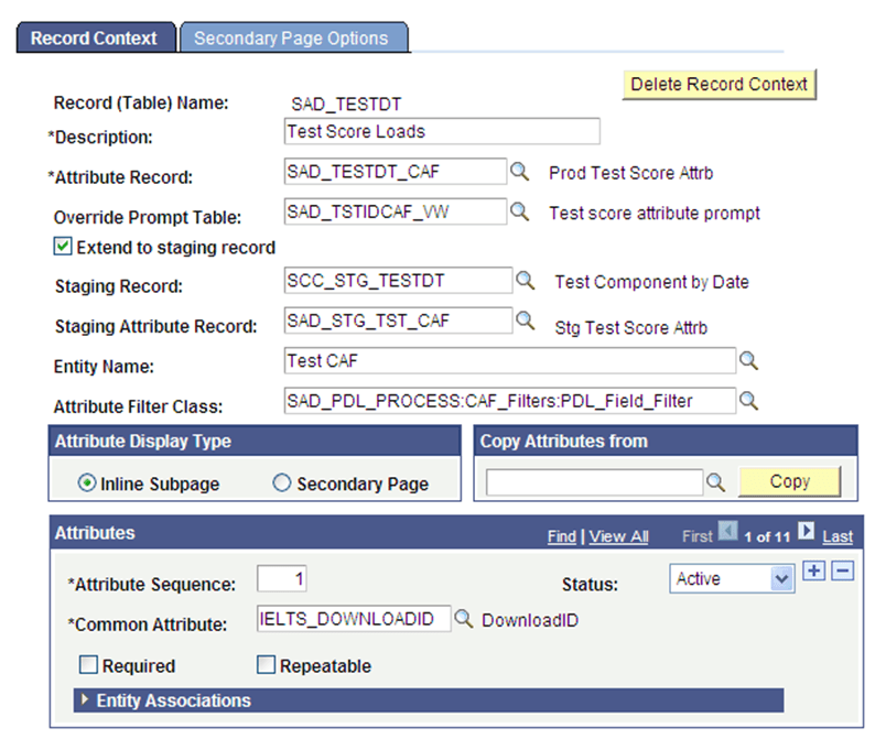 Record Context for Test Date