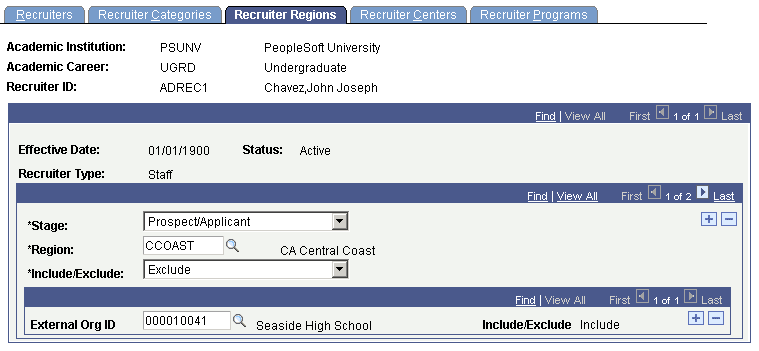 Recruiter Regions page Recruiter Regions page