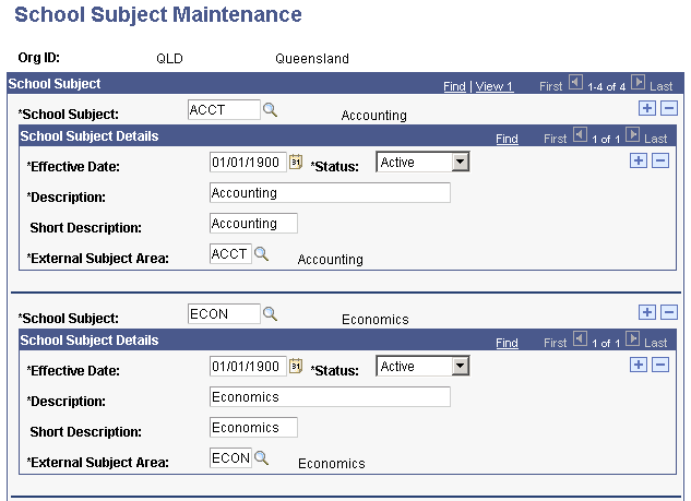 School Subject Maintenance page (1 of 2) School Subject Maintenance page (1 of 2)