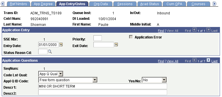 TS189 Staging - App Entry/Qstns page TS189 Staging - App Entry/Qstns page