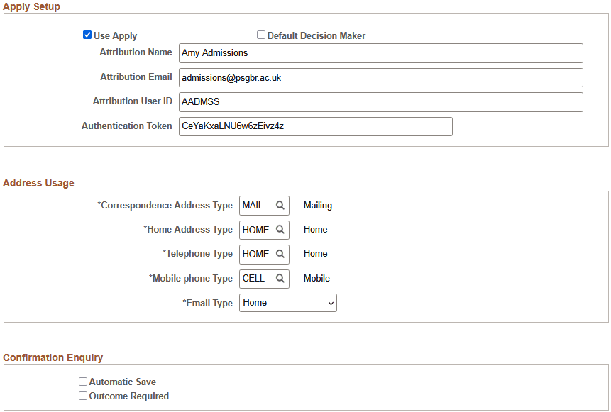 UCAS (Universities and Colleges Admissions Service) Configuration page 2 of 2 UCAS (Universities and Colleges Admissions Service) Configuration page 2 of 2