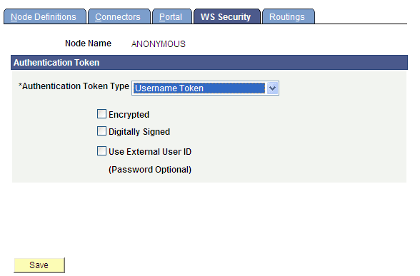 WS (Web Services) Security page WS (Web Services) Security page
