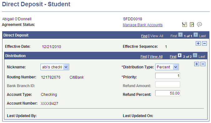 Direct Deposit - Student page Direct Deposit - Student page