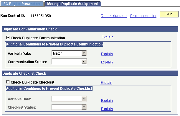 Manage Duplicate Assignment page Manage Duplicate Assignment page