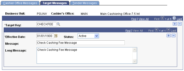 Target Messages page Target Messages page