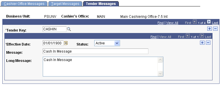 Tender Messages page Tender Messages page
