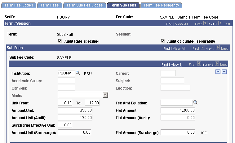 Term Sub Fees page (1 of 2) Term Sub Fees page (1 of 2)