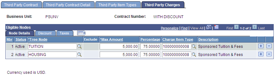 Third Party Charges page