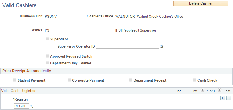 Valid Cashiers page Valid Cashiers page