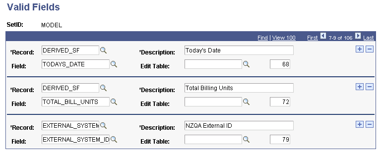 Valid Fields page (1 of 2) Valid Fields page (1 of 2)