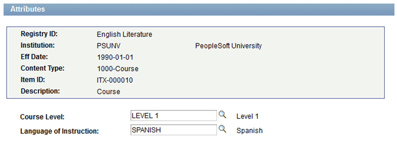 Attributes page Attributes page