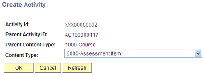 Create Activity page Create Activity page