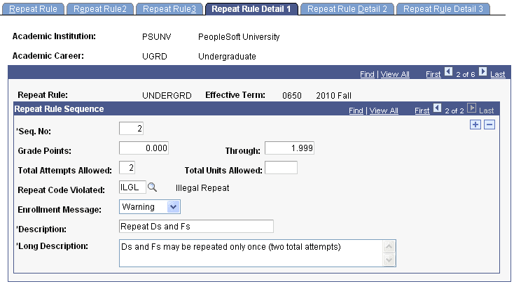 Example repeat rule (5 of 7) Example repeat rule (5 of 7)