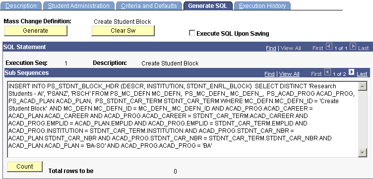 Generate SQL page