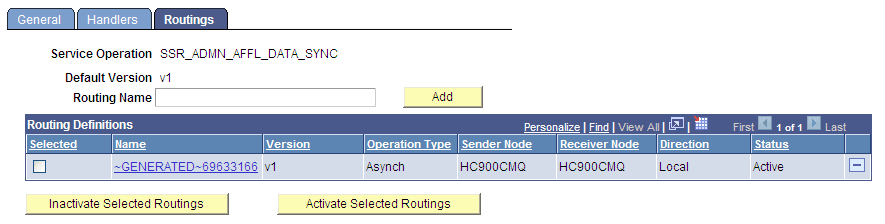 Routings (SSR_ADMN_AFFL_DATA_SYNC) page
