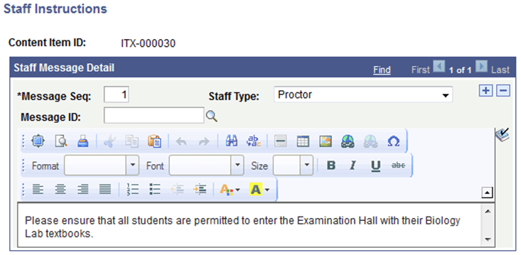 Staff Instructions page Staff Instructions page