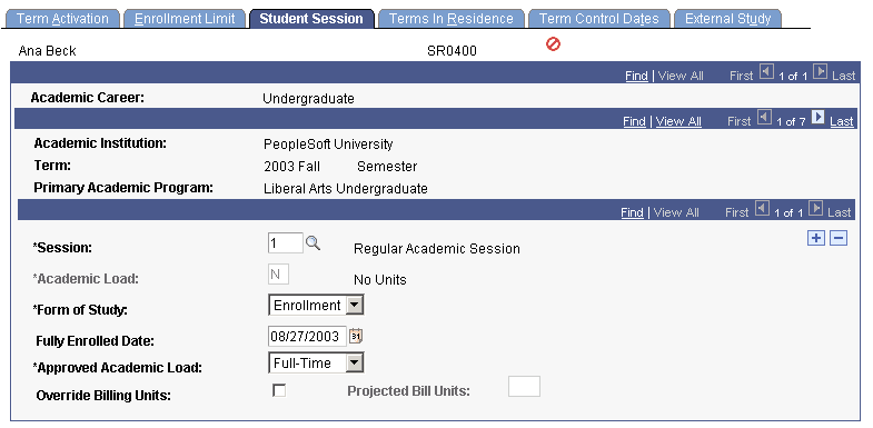 Student Session page Student Session page
