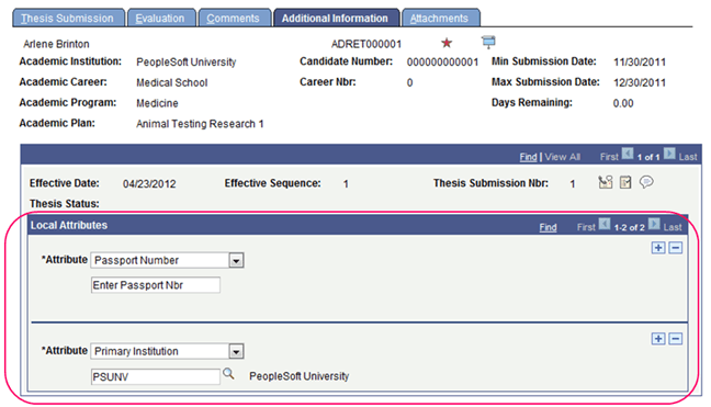 Attributes on the primary page Attributes on the primary page