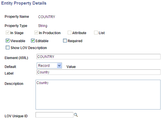 Entity Property Details page Entity Property Details page
