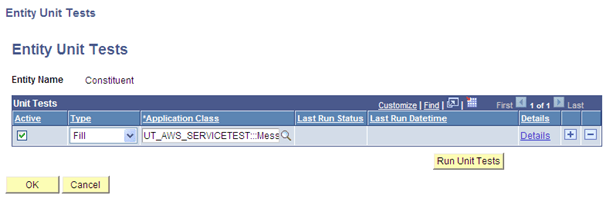 Entity Unit Tests (setup) page (for the Constituent entity)