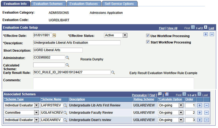 Evaluation Info page: Rules Engine integration, Early Result Rule Group