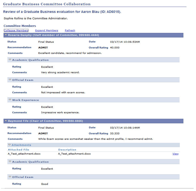 Example of Committee Collaboration page