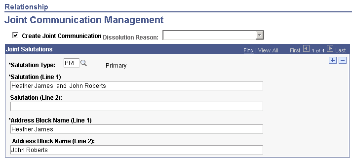 Joint Communication Management page