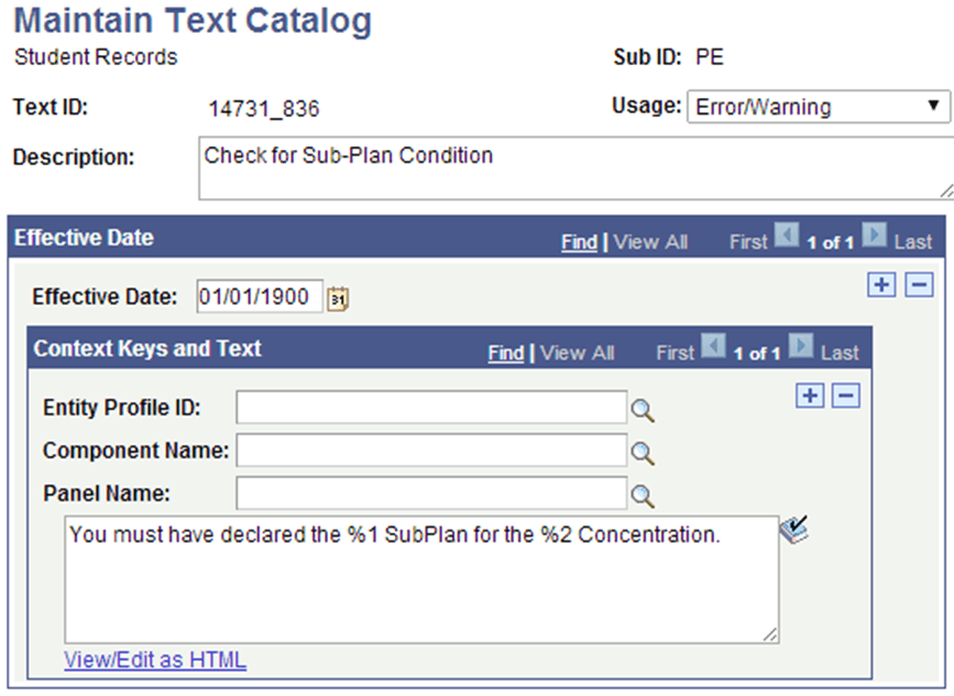 Maintain Text Catalog Page for Rules Engine Create Text Message Example Maintain Text Catalog Page for Rules Engine Create Text Message Example