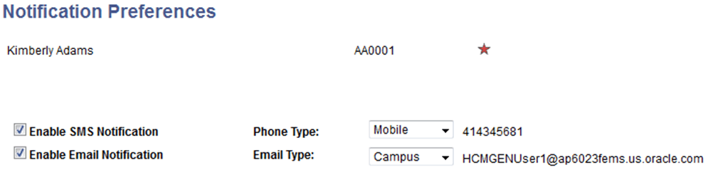 Notification Preferences Page Administrative