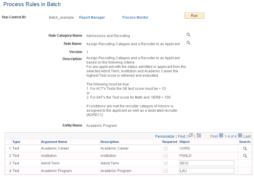 Process Rules in Batch page Process Rules in Batch page
