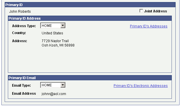Relationship Address page (2 of 2)