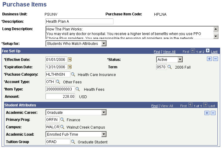 Purchase Items page
