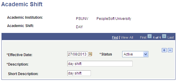 Academic Shift page