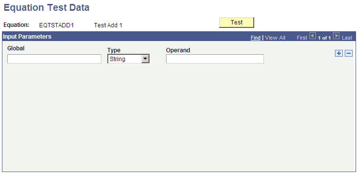 Equation Test Data page